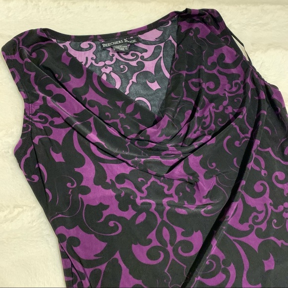 Black & Purple Cowl Neck Tank Top - Picture 2 of 9
